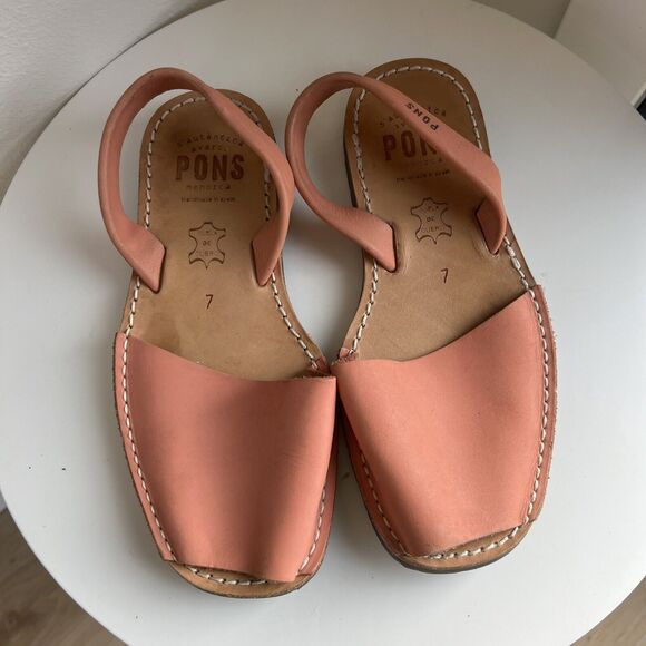 PONS Shoes - Pons Avarcas Sandals Womens 7 Pink Coral Leather Classic Style Menorca Shoes